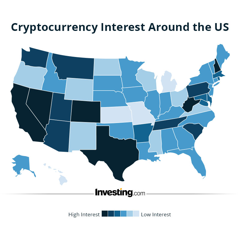 Cryptocurrency Interest Around the US – Money For Lunch