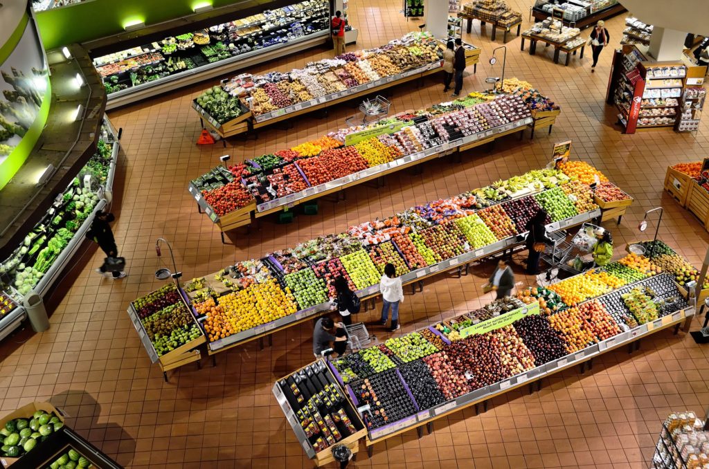 Groceries shopping in supermarket