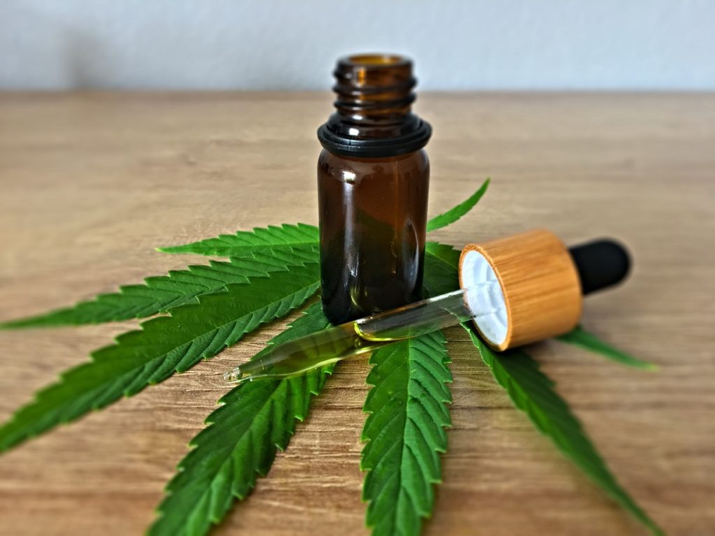 CBD Oil and a leaf