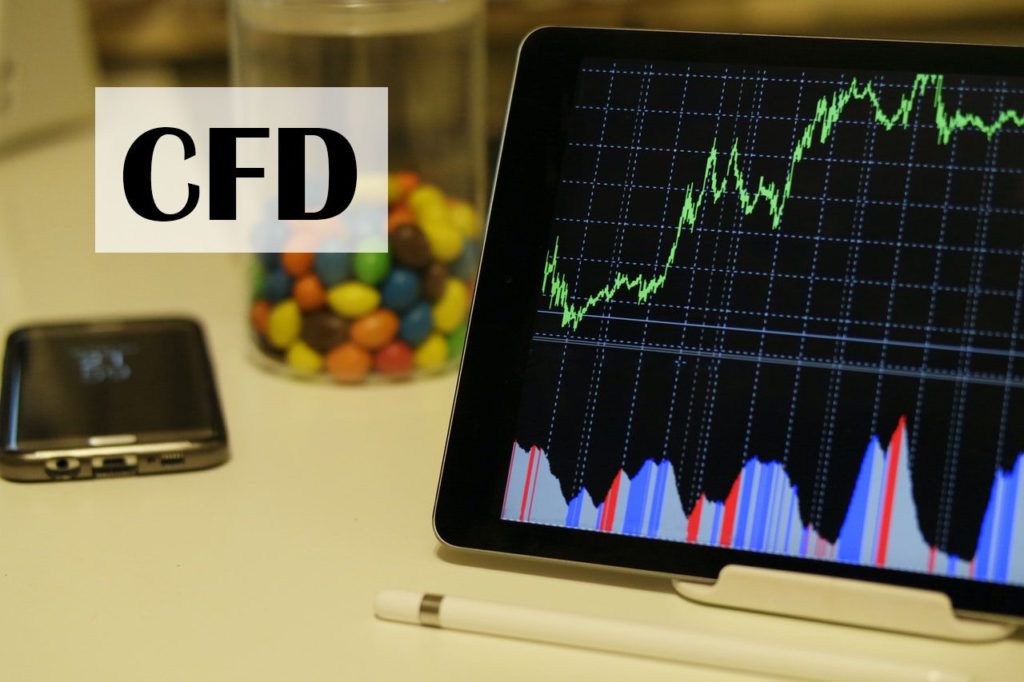 CFD trading graphs showing on a tablet's screen