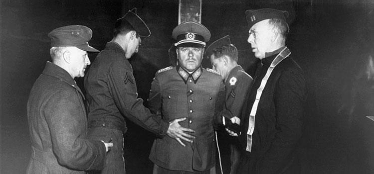 German General Anton Dostler moments before he was executed by firing squad 